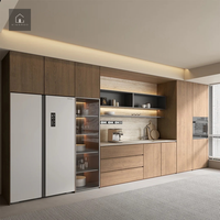 Buffet de cuisine XINGRUO en bois anthracite avec tiroirs en bois chaud, style moderne et minimaliste, sur mesure, normes E0 ENF, direct usine