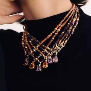 Nouveau collier en acier inoxydable plaqué or 18 carats, style goutte d'eau, zircon coloré, pendentif en forme <span class=keywords><strong>de</strong></span> larme, bijoux tendance - Product Image 1