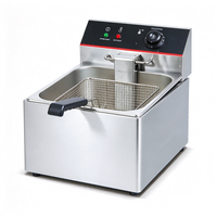 Friteuse électrique professionnelle de comptoir, 1 cuve, 1 panier, 6L, en acier inoxydable, avec contrôle de température, pour restaurant et restauration rapide