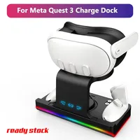 Station de charge pour accessoires Oculus VR Station de charge RVB pour Meta Quest 3, Pack batterie contrôleur, Fit Elite Head Strap