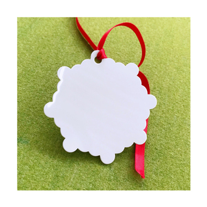 Rts thăng hoa Đồ trang trí 3/3.5/4 inch kim loại trống vòng Cây giáng sinh mặt dây với ruy băng màu Đỏ - Product Image 5