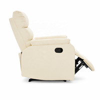 Fauteuil inclinable manuel moderne en similicuir PU avec levier latéral, dossier haut rembourré, structure en bois pour salon