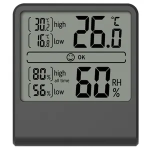 Termometer higrometer Digital untuk rumah tangga, termometer kelembaban suhu elektronik LCD dalam ruangan