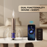 Nouveautés Diffuseur d'huiles essentielles électrique en métal 2-en-1 de 150 ml, contrôlé par application, pour usage hôtelier, sans eau, avec haut-parleur musical et lumière LED