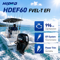Moteur hors-bord HIDEA HDEF60 FVEL-T EFI 60HP 4 temps, moteur marin EFI, démarrage électrique, télécommande, arbre long pour bateau