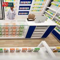 Étagères et présentoirs de pharmacie modernes, pliables, détachables et rotatifs pour les magasins de dispensaires, avec hauteur réglable