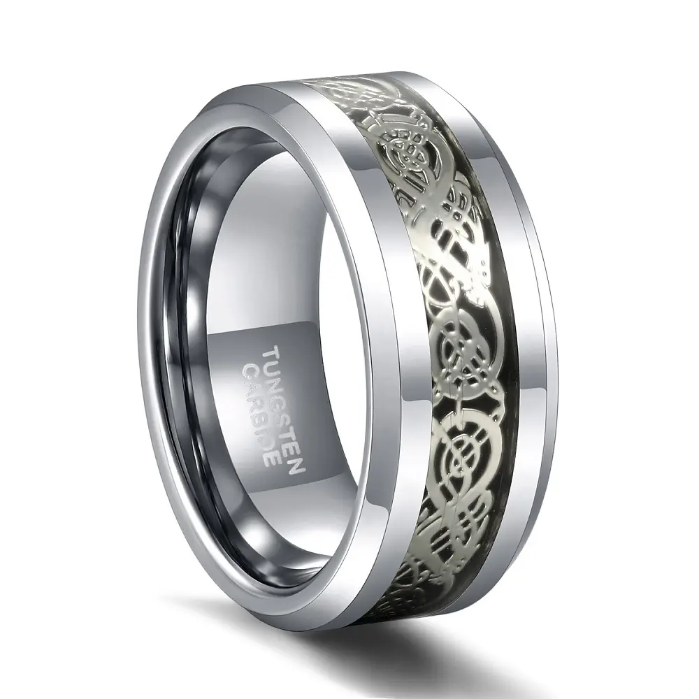थोक चीनी कारखाने गोथिक पुरुषों की शादी के छल्ले शीर्ष गुणवत्ता टंगस्टन अंगूठी