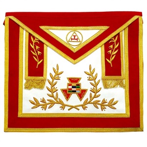 BAHOO EMBROIDERS Mandil Masónico de Alto Sacerdote del Arco Real para Oficial de Capítulo - Rojo con Bordado a Máquina Unisex - Product Image 1