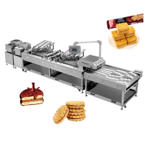 Low price small scale soft hard biscuit production making machine with chocolate enrobed and coated machine