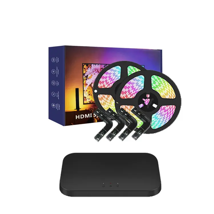 Kotak sinkronisasi HDMI 12V RGB dan kit pencahayaan layar sinkronisasi warna TV LED pintar warna suasana berubah warna lampu Strip Led