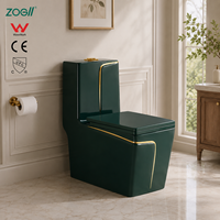 ZOGII CE Cuvette de toilettes allongée moderne verte en céramique monobloc à siphon en S à double chasse à poser au sol pour villa et hôtel Garantie 5 ans