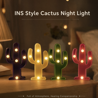 Lampe décorative LED en plastique en forme de cactus, idéale pour les fêtes mexicaines, le festival du 5 mai, la décoration de bureau ou de chambre, éclairage festif
