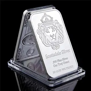 Grosir Scottsdale Silver 999 Fine Silver One Troy Ounce 1 bar Bullion dalam Tuhan kami percaya koin dengan wadah tampilan