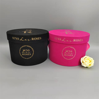 Boîtes en carton recyclé avec logo personnalisé noir et rose, revêtement UV, vente chaude, emballages cadeaux pour bouquets de fleurs en velours