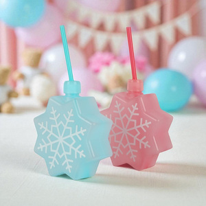 Plastic Star Shape Plastic <b>Mug</b> 500ml With Straw With Lid Reusable Christmas Party <b>Camping</b> Outdoor Custom Logo Wholesale - Product Image 6