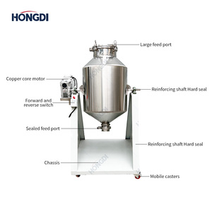 Mezcladora de doble cono de 100 kg con tapa de presión, construcción de acero inoxidable y acero al carbono de alta resistencia, motor AC 220V/380V, 100L - Product Image 3