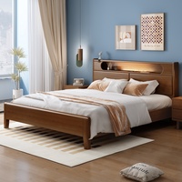 Cadre de lit moderne en bois de chêne massif de grande taille avec rangement multifonctionnel Ensemble de chambre à coucher au design simple par le fabricant