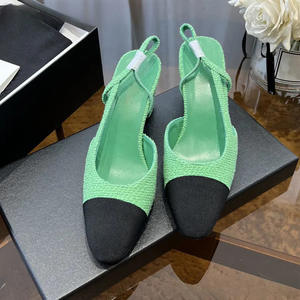 Zapatos de Tacón Alto con Correa en T y Hebilla, Estilo Europeo y Americano, con Punta en Pico, Combinación de Colores, para Mujer - Product Image 3