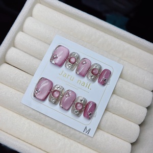 Uñas Postizas Blancas de Alta Gama Sunshine Rose Buchelati Hechas a Mano con Diseño de Diamantes de Imitación - Product Image 2