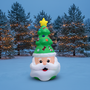 Père Noël gonflable de 2,4 mètres avec logo et sapin de Noël personnalisés, <span class=keywords><strong>d</strong></span>écorations de Noël gonflables pour l'extérieur et le jardin - Product Image 1