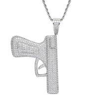 Collier Hip hop plaqué or véritable, collier avec pendentif en laiton et entièrement en zircon, stéréo