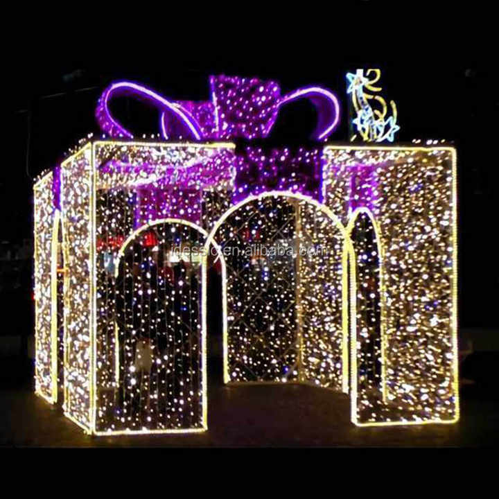 户外 3D巨型穿越LED圣诞礼物礼品盒，用于商业级冬季花园展示| Alibaba.com