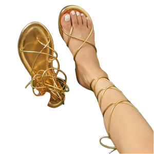 European and American large-size platform women's sandals in 2026 summer style with <b>thin</b> heels strap ankle <b>ring</b> flat bottom shoe - Product Image 1