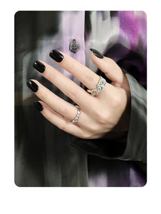 Sutil dulce tendencia fresca Cool chica caliente personalidad diseño Irregular amor <span class=keywords><strong>color</strong></span> diamante apertura S925 anillo de plata pura - Product Image 4