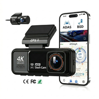 Mini caméra de tableau de bord Wifi GPS ADAS BSD à double objectif, caméra avant et intérieure de voiture, boîte noire 4k, caméra de voiture DVR, caméra de voiture 4k DashCam