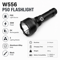 Lampe torche tactique en alliage d'aluminium W556, étanche, rechargeable, charge USB Type-C, 3,7 V, lampe de plongée