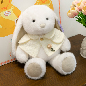 Peluche de Conejo con Chal de Pascua, Juguete de Peluche para Niños, Adorable Muñeco de Conejo con Orejas Largas, Relleno de Algodón PP, Blanco, Rosa, Marrón, Conejito de Peluche con Chal - Product Image 3