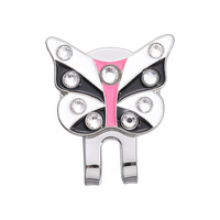Marqueur de balle de golf en métal moulé sous pression de haute qualité 25MM avec clip magnétique pour chapeau, accessoire élégant en forme de papillon pour le putting green