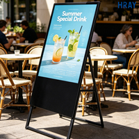 Écran publicitaire sur pied avec cadre métallique HRAY, tactile en option, pour hôtels, entreprises, marketing en intérieur, commande personnalisée OEM ODM
