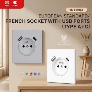 Prise murale française standard européenne MEZEEN avec ports de charge USB-A USB-C, prise murale <span class=keywords><strong>2P</strong></span>+<span class=keywords><strong>T</strong></span>, panneau <span class=keywords><strong>PC</strong></span> au toucher doux, <span class=keywords><strong>16A</strong></span> - Product Image 1