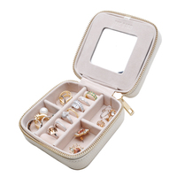 Boîte à bijoux pliante en cuir avec miroir, étui de voyage, de luxe, pièces