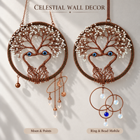 Décoration murale amovible en métal de 31 cm, motif Œil protecteur et Arbre de Vie, enroulée de fil perlé, disponible en plusieurs styles, pour la maison et la vente en gros à l'occasion de Diwali