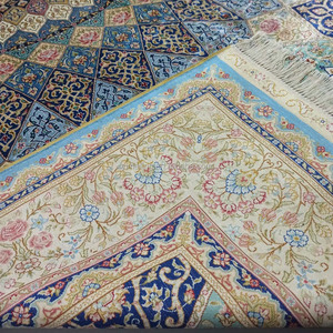 6x9 Qum estilo medallón diseño azul oro anudado a mano alfombras persas seda hecha a mano para árabe Dubai UAE - Product Image 5