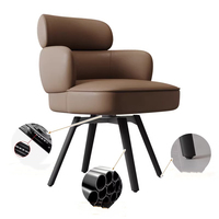 Chaise de salle à manger pivotante de style italien moderne avec revêtement en cuir, structure métallique écologique pour la maison, le bureau et les réunions informelles