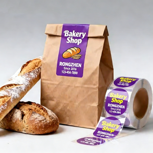 Etichetta Adesiva Antimanomissione per Scatole Sandwich, Torte, Pane, Cibo da Asporto, Sacchetti di Carta Kraft, Rotolo di Sigilli per Imballaggio di Sicurezza per Panetterie - Product Image 1