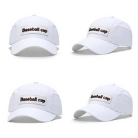 Witte baseballcap met 6 panelen, verstelbaar, ademend, unisex, casual pet met geborduurd logo op het voorpaneel, geschikt voor lente en zomer.