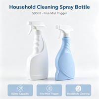 Bouteille pulvérisateur à gâchette en PE de 500 ml pour la vente en gros, rechargeable, pour détergent ménager et conteneur de stockage de produits de nettoyage