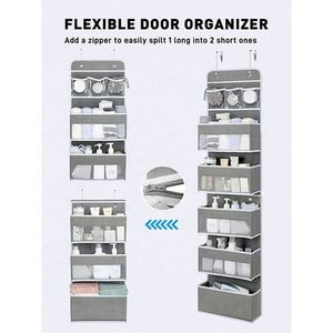 6-<b>Shelf</b> Foldable Hanging Storage Organizer with Clear Window Door <b>Wall</b> <b>Mount</b> 1 Split 2 Pocket Design for Clothing Living Room - Product Image 2