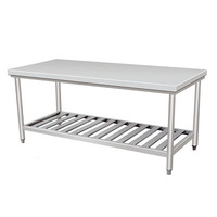 Table de préparation des aliments en acier inoxydable 304 avec évier Équipement de cuisine brossé pour la préparation des aliments