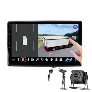 GreenYi 10 "4CH Apple Carplay y Android-Auto Pantalla táctil DVR Monitor 3D 360 Panorámico Opcional con Vista de 170 grados Cámara AHD1080P