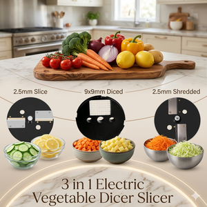 Picadora de Verduras Comercial 3 en 1, Cortadora de Verduras Eléctrica de 100w con Función de Rebanar, Triturar y Cortar en Cubos - Product Image 4