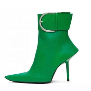 Bottines sexy à grande boucle pour femme, talon fin, bout pointu, fermeture éclair, chaussures de soirée, couleurs personnalisées - Product Image 1