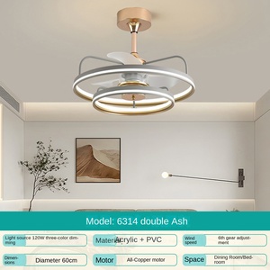 Ventilador de techo LED de diseño silencioso moderno Fuente de luz CC integrada Nuevo producto Zhongshan para restaurante Comedor Dormitorio Uso de vidrio - Product Image 4