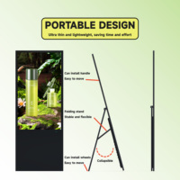 Pantalla Publicitaria LCD Portátil USB, Panel de Menú Digital para Restaurante, Tablero de Menú Digital Móvil con Ruedas, Pantalla para Pub