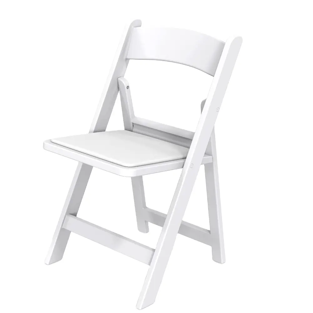 White Resin Plastic Folding Chair with Padding Seat for Wedding SenGang Folding Resin Chair