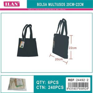Sac en toile multi-usages Iln 20x22cm, sac fourre-tout noir pour travaux manuels et rangement - Product Image 1